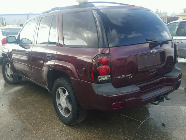 1GNDS13S072245398 - 2007 CHEVROLET TRAILBLAZE MAROON photo 3