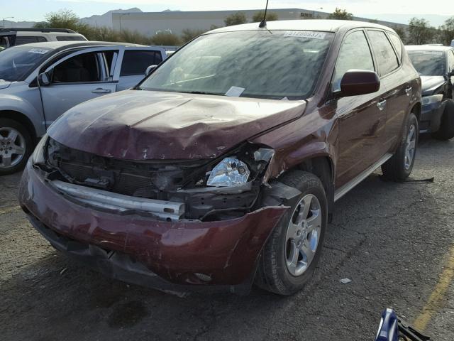 JN8AZ08T85W313749 - 2005 NISSAN MURANO SL MAROON photo 2