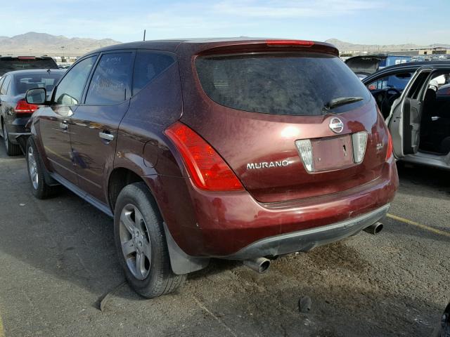 JN8AZ08T85W313749 - 2005 NISSAN MURANO SL MAROON photo 3