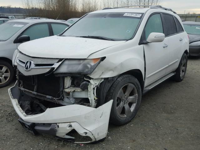 2HNYD28849H509931 - 2009 ACURA MDX SPORT WHITE photo 2