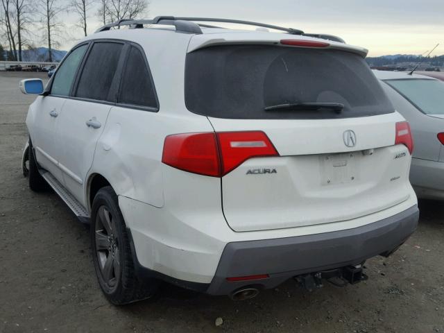 2HNYD28849H509931 - 2009 ACURA MDX SPORT WHITE photo 3