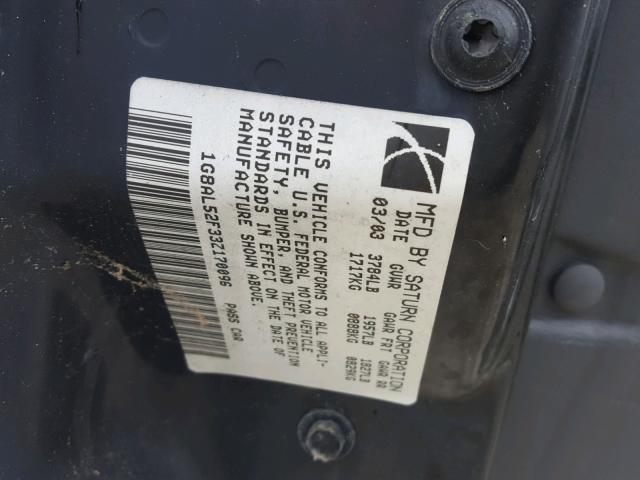 1G8AL52F33Z170096 - 2003 SATURN ION LEVEL SILVER photo 10