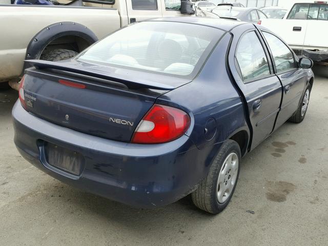 1B3ES46C31D169305 - 2001 DODGE NEON SE BLUE photo 4