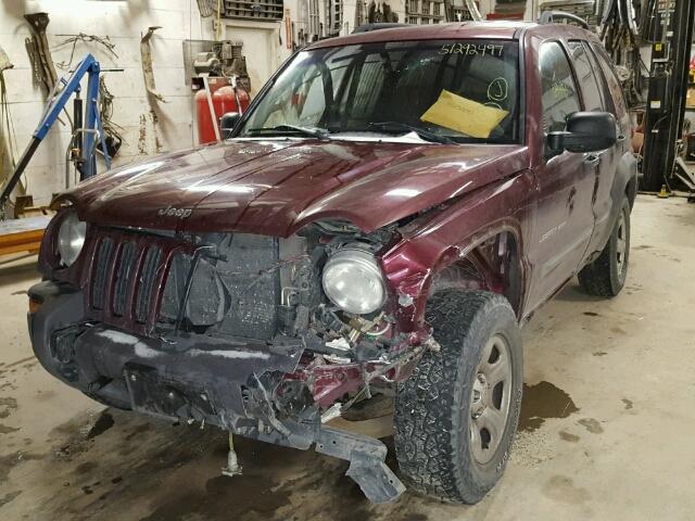 1J4GL48KX3W503856 - 2003 JEEP LIBERTY SP MAROON photo 2