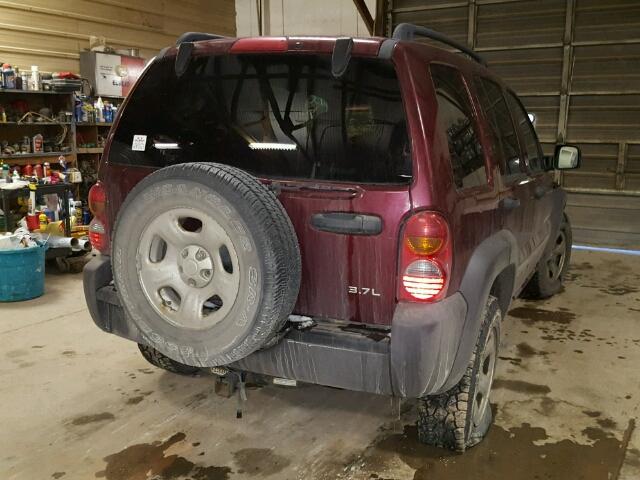 1J4GL48KX3W503856 - 2003 JEEP LIBERTY SP MAROON photo 4