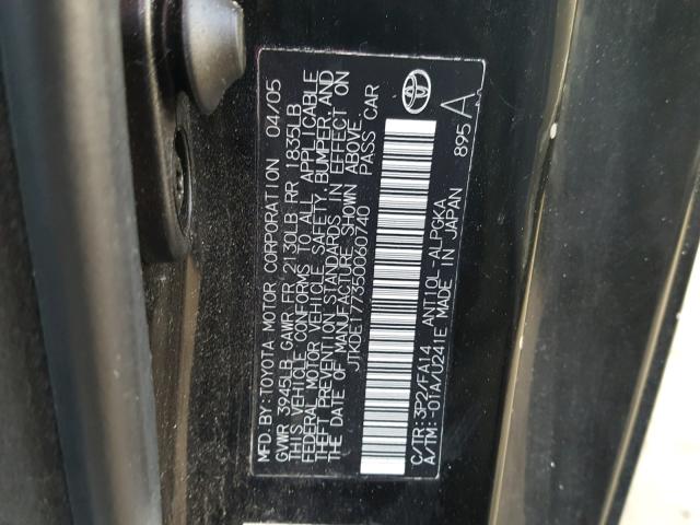 JTKDE177350060740 - 2005 TOYOTA SCION TC 黑色 照片 10