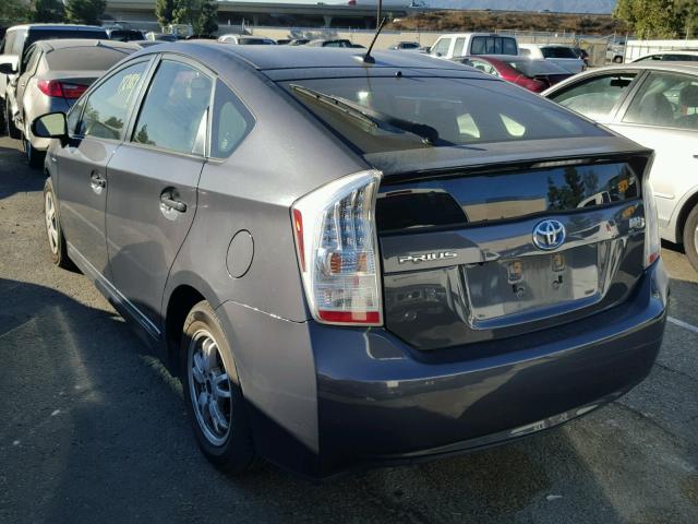 JTDKN3DUXA1222940 - 2010 TOYOTA PRIUS CHARCOAL photo 3