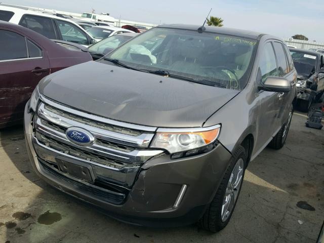 2FMDK4JC3EBA25603 - 2014 FORD EDGE SEL GRAY photo 2