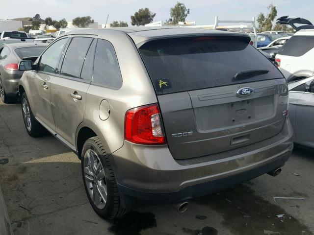 2FMDK4JC3EBA25603 - 2014 FORD EDGE SEL GRAY photo 3