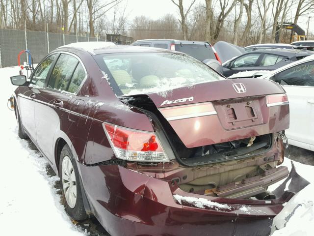 1HGCP2F34BA011409 - 2011 HONDA ACCORD LX BURGUNDY photo 3