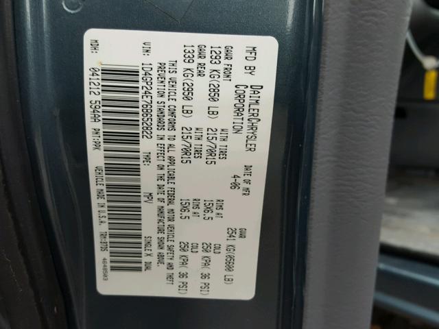 1D4GP24E76B652822 - 2006 DODGE GRAND CARA BLUE photo 10