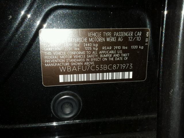 WBAFU7C53BC871973 - 2011 BMW 535 XI Սև լուսանկար 10
