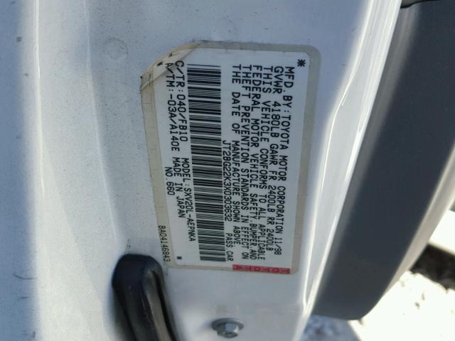 JT2BG22K3X0303632 - 1999 TOYOTA CAMRY LE თეთრი ფოტო 10