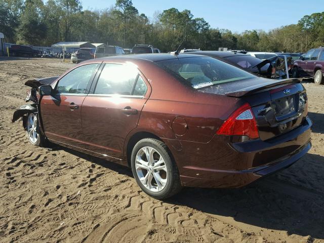 3FAHP0HA8CR184688 - 2012 FORD FUSION SE BURGUNDY photo 3