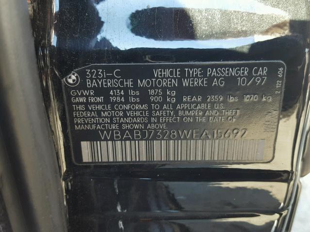 WBABJ7328WEA15692 - 1998 BMW 323 IC BLACK photo 10