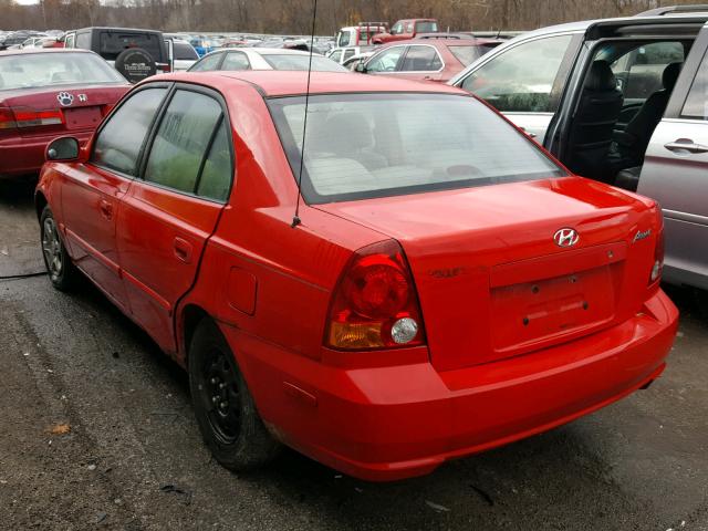 KMHCG45CX3U458396 - 2003 HYUNDAI ACCENT GL RED photo 3