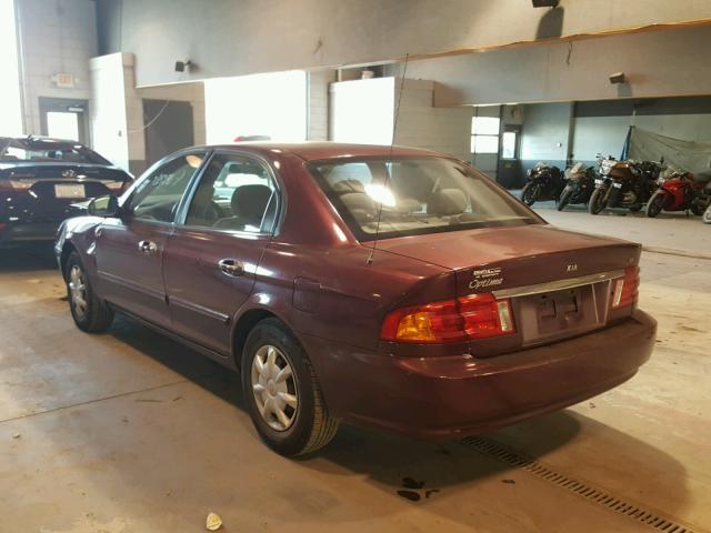 KNAGD126015063224 - 2001 KIA OPTIMA MAG BURGUNDY photo 3