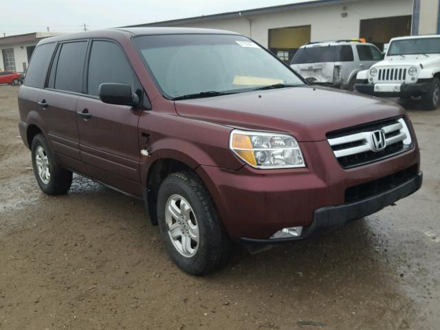 5FNYF28157B020881 - 2007 HONDA PILOT LX BURGUNDY photo 1