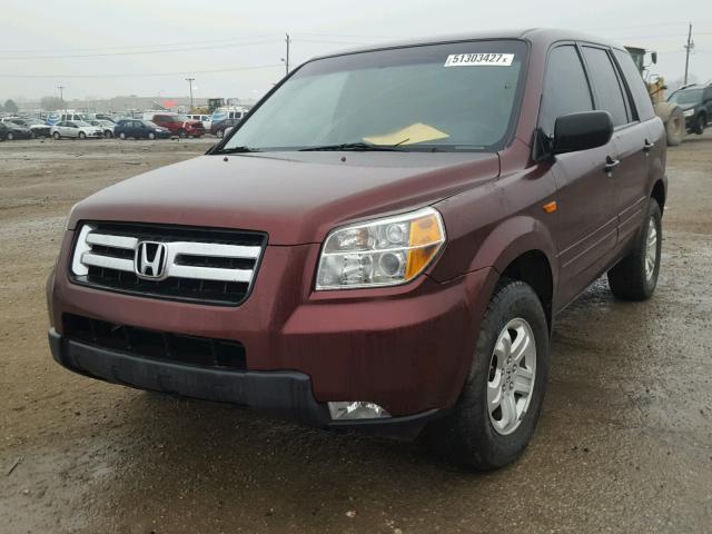 5FNYF28157B020881 - 2007 HONDA PILOT LX BURGUNDY photo 2