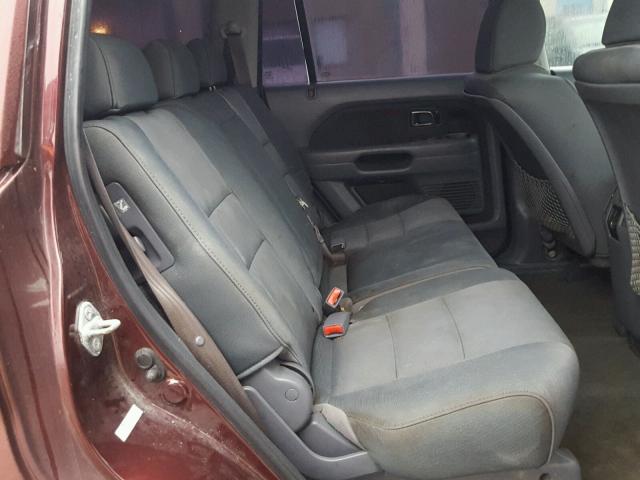 5FNYF28157B020881 - 2007 HONDA PILOT LX BURGUNDY photo 6