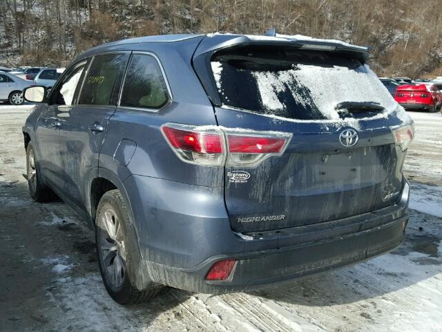 5TDJKRFH9FS155118 - 2015 TOYOTA HIGHLANDER BLUE photo 3