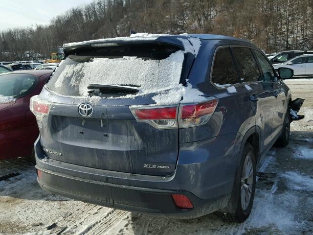 5TDJKRFH9FS155118 - 2015 TOYOTA HIGHLANDER BLUE photo 4