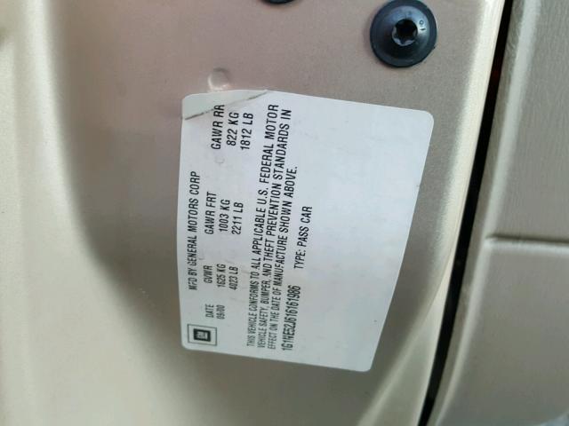 1G1NE52J616161986 - 2001 CHEVROLET MALIBU LS 金色 照片 10