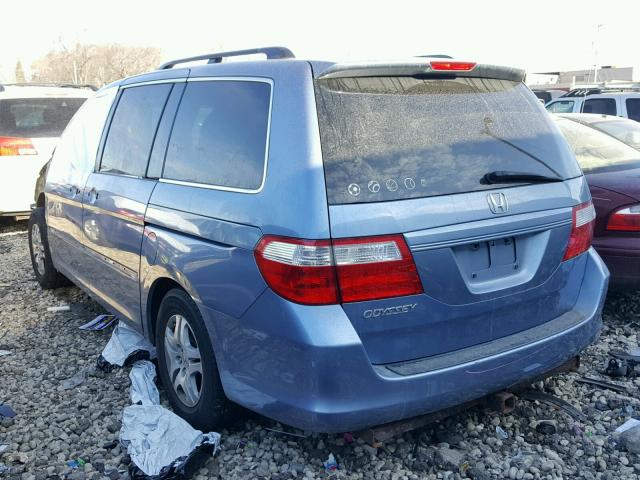 5FNRL38497B039558 - 2007 HONDA ODYSSEY EX BLUE photo 3