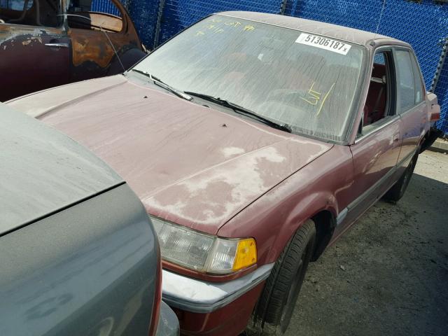 1HGED3657KA048401 - 1989 HONDA CIVIC LX RED photo 2