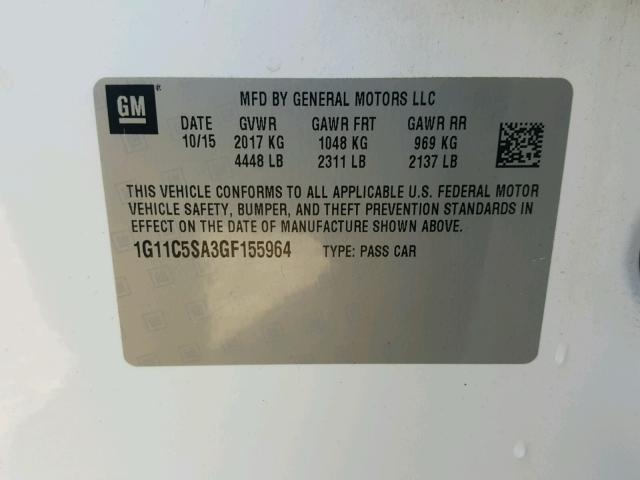 1G11C5SA3GF155964 - 2016 CHEVROLET MALIBU LIM 白色 照片 10