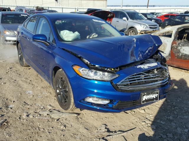 3FA6P0HD9JR149267 - 2018 FORD FUSION SE BLUE photo 1