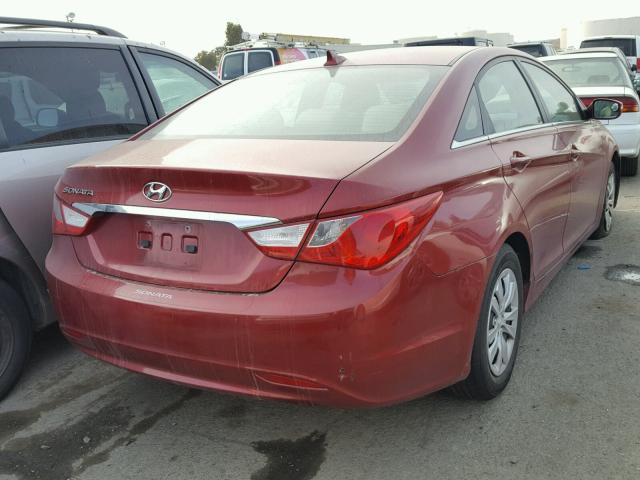 5NPEB4AC8BH184173 - 2011 HYUNDAI SONATA GLS RED photo 4