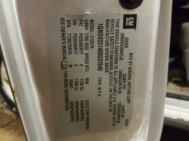 1GNDV33148D207849 - 2008 CHEVROLET UPLANDER L 银色 照片 10