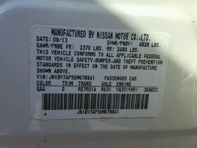 JN1BV7AP5EM678941 - 2014 INFINITI Q50 BASE Білий фото 10