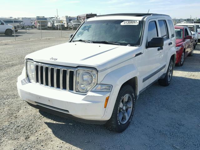 1J8GP28K48W284083 - 2008 JEEP LIBERTY SP WHITE photo 2