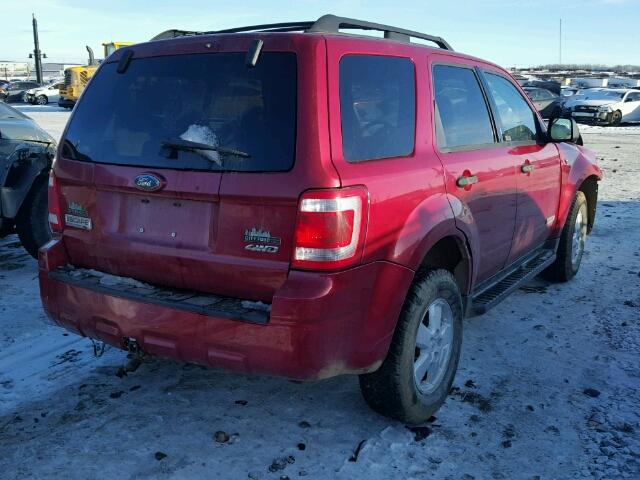 1FMCU93138KE52501 - 2008 FORD ESCAPE XLT RED photo 4