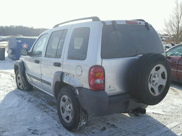 1J4GL48K04W330043 - 2004 JEEP LIBERTY SP SILVER photo 3