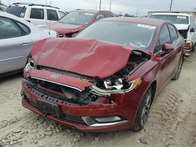 3FA6P0HD5HR167453 - 2017 FORD FUSION SE RED photo 2