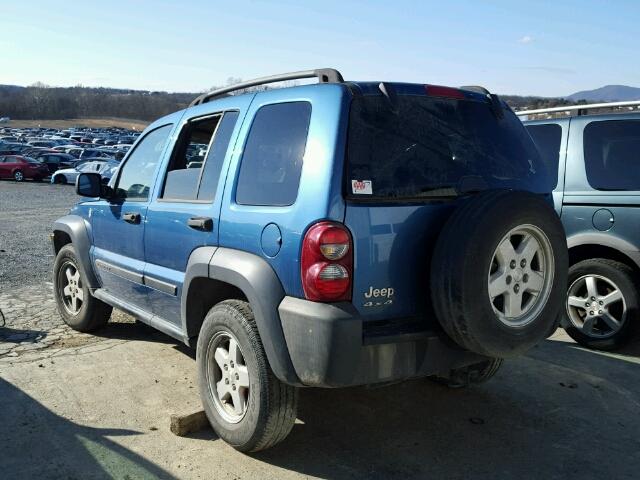 1J4GL48KX6W205800 - 2006 JEEP LIBERTY SP BLUE photo 3