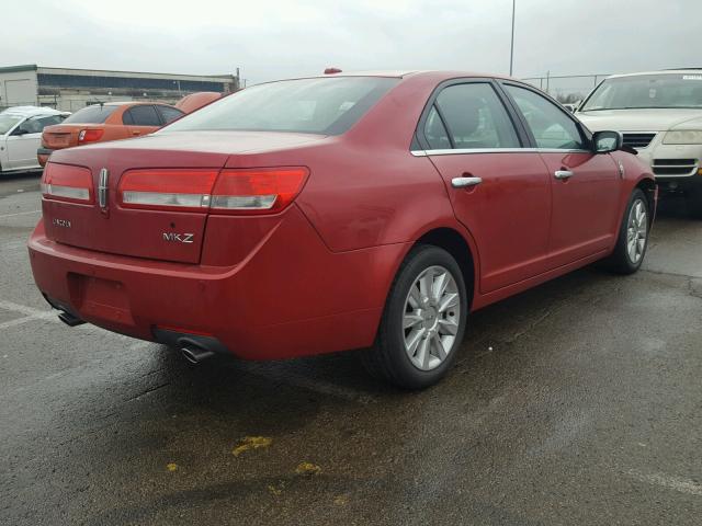 3LNHL2GCXAR751335 - 2010 LINCOLN MKZ RED photo 4