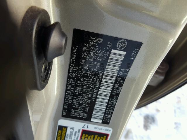 4T1BK1EB4DU055063 - 2013 TOYOTA AVALON BAS SILVER photo 10