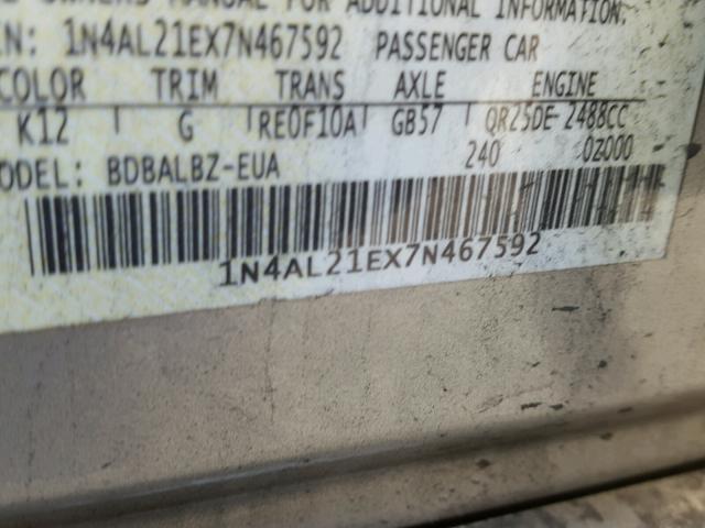 1N4AL21EX7N467592 - 2007 NISSAN ALTIMA 2.5 GRAY photo 10