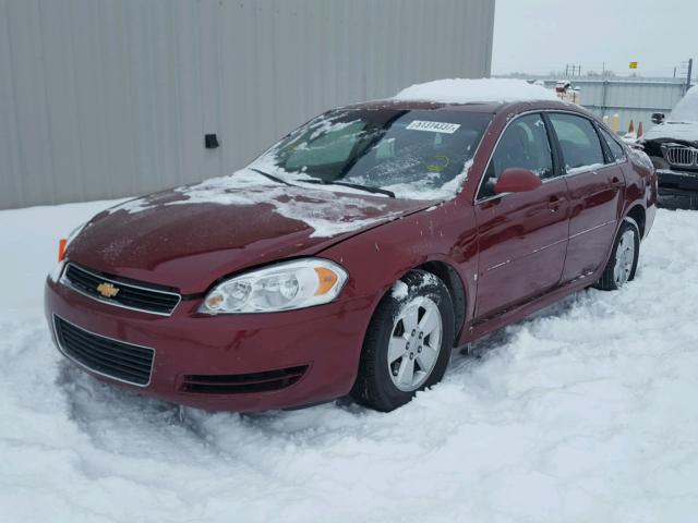 2G1WT57K991183396 - 2009 CHEVROLET IMPALA 1LT RED photo 2