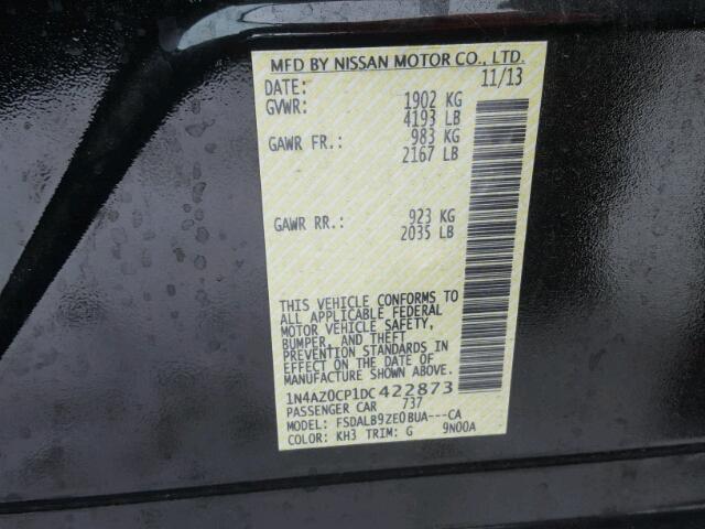 1N4AZ0CP1DC422873 - 2013 NISSAN LEAF S BLACK photo 10