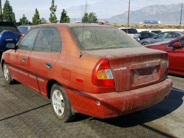 KMHCG45G6YU068860 - 2000 HYUNDAI ACCENT GL RED photo 3