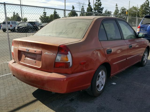 KMHCG45G6YU068860 - 2000 HYUNDAI ACCENT GL RED photo 4