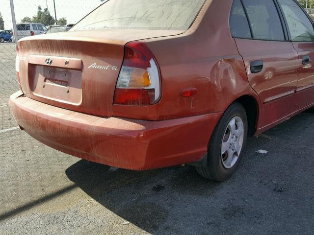 KMHCG45G6YU068860 - 2000 HYUNDAI ACCENT GL RED photo 9