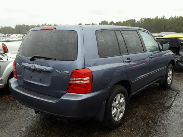 JTEGD21A430047974 - 2003 TOYOTA HIGHLANDER BLUE photo 4