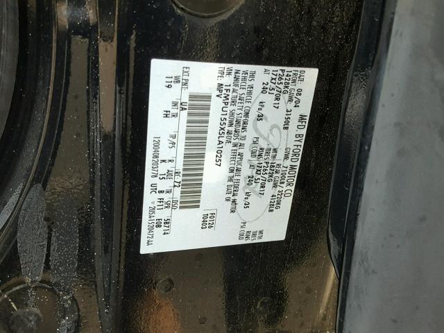 1FMPU155X5LA10257 - 2005 FORD EXPEDITION BLACK photo 10