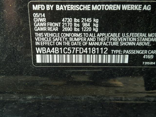 WBA4B1C57FD418112 - 2015 BMW 435 I BLACK photo 10